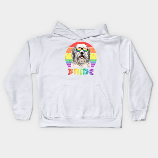 LGBTQ Old English Sheepdog Dog Rainbow Gay Pride Kids Hoodie by TheBeardComic